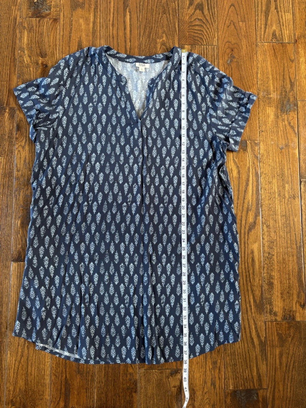 a.n.a A New Approach Blue White Floral Tunic Dress XL Short Sleeve - Picture 9 of 11